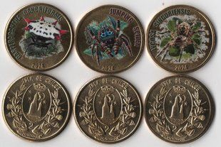 Fantasy - Isla de Chiloe - набір 3 монети x 2 Pounds 2024 - Павуки / Пауки / Spiders - UNC