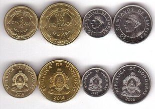 Honduras - set 4 coins 5 10 20 50 Centavos 1991 - 2016 - UNC