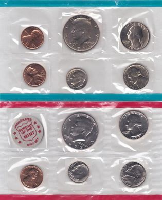 USA - mint set 11 coins 1 1 Dime 1 1 1 5 5 Cents 1/4 1/4 1/2 1/2 Dollar 1972 + token - UNC