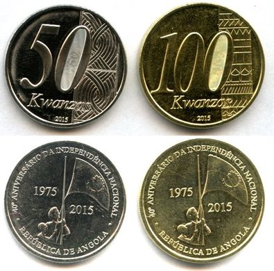 Ангола - набір 2 монети 50 + 100 Kwanzas 2015 - UNC