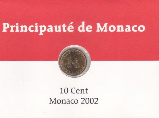 Монако - 10 Cent 2002 - у холдері - UNC