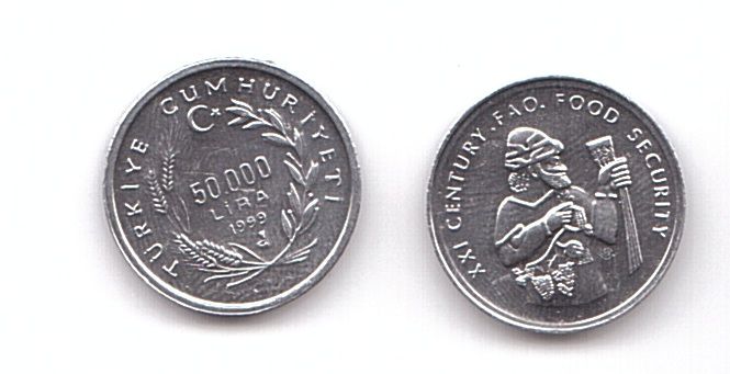 Туреччина - 5 х 50000 Lira 1999 - FAO - UNC