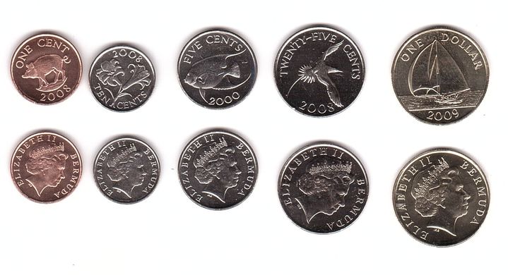 Bermuda - 3 pcs x set 5 coins 1 5 10 25 Cents 1 Dollar 2000 - 2009 - UNC