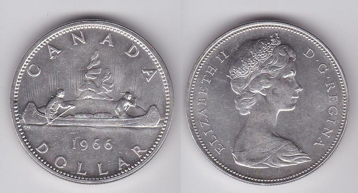 Канада - 1 Dollar 1966 - срібло 0.800 - aUNC / XF