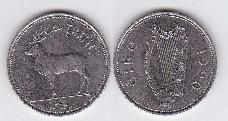 Ирландия - 1 Pound 1990 - VF