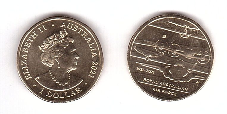 Австралия - 1 Dollar 2021 - Royal Australian Air Force - минтмарка может не совпадать - UNC