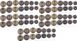 Ботсвана - 5 шт х набір 7 монет - 5 10 25 50 Thebe 1 2 5 Pula 2013 - 2016 - UNC