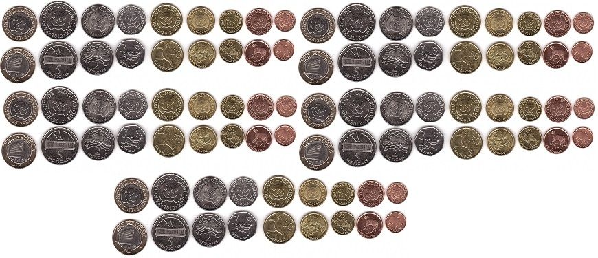 Мозамбік - 5 шт х набір 9 монет 1 5 10 20 50 Centavos 1 2 5 10 Meticais 2006 - 2019 - UNC