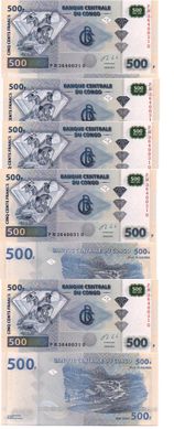Конго ДР - 5 шт X 500 Francs 2013 - P. 96d - UNC