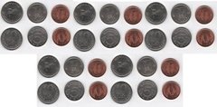Romania - 5 pcs х set 3 coins 1 5 10 Lei 1991 - 1993 - UNC