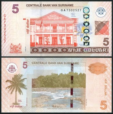 Suriname - 5 Dollars 2012 - Pick 162 - UNC