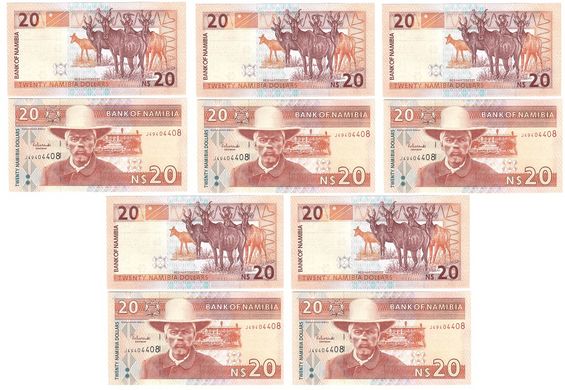 Намибия - 5 шт х 20 Dollars 2003 - Pick 6a - UNC