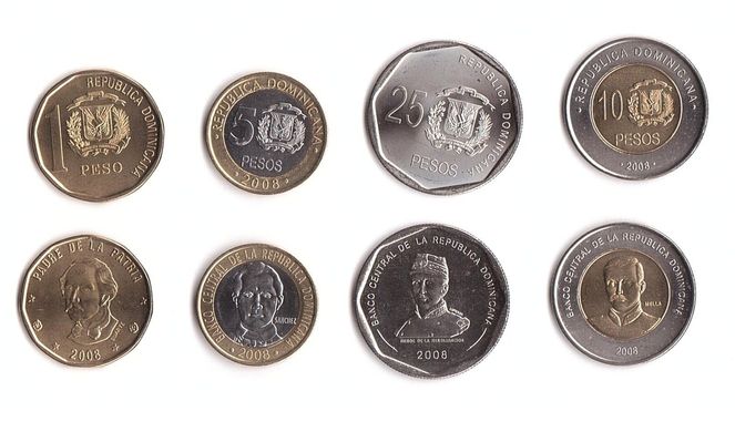 Домініканська Республіка / Домінікана - набір 4 монети 1 5 10 25 Pesos 2008 - UNC