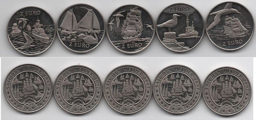 Netherlands - set 5 coins x 2 Euro 1997 - Ships - UNC