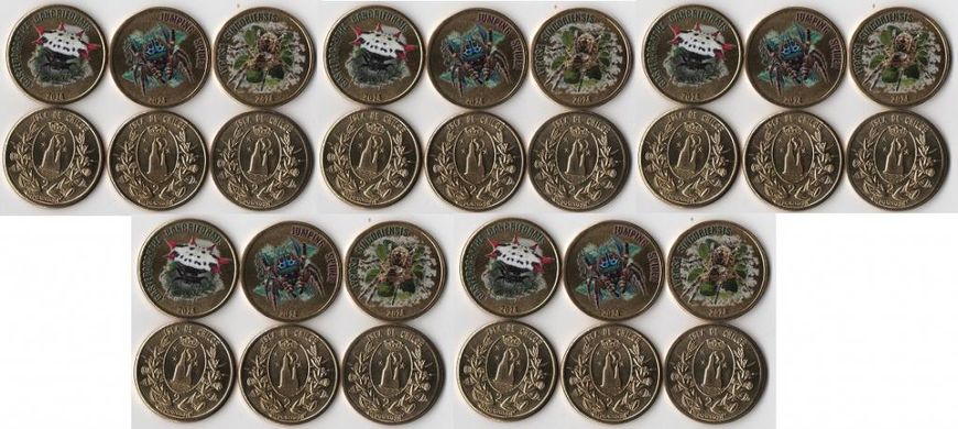 Fantasy - Isla de Childe - 5 pcs х set 3 coins x 2 Pounds 2024 - Spiders - UNC