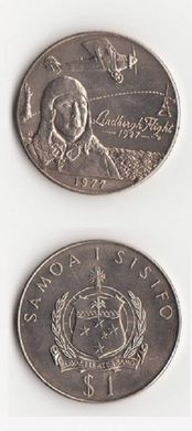 Самоа - 1 Dollar 1977 - 50 років першому перельоту через Атлантичний океан - UNC