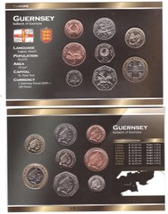 Гернси - набор 8 монет 1 2 5 10 20 50 Pence 1 2 Pounds 1998 - 2012 - в картонке - UNC