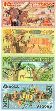 Sub Saharan Південь Сахари - набір 4 банкноти 10 20 50 100 Shillings 2019 - Polymer - Fantasy Note - UNC