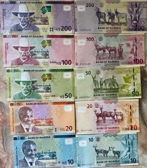 Намібія - набір 5 банкнот 10 20 50 100 200 Dollars 2018 - 2022 - UNC