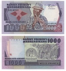 Madagascar - 1000 Francs Ariary 1983 - 1987 - Pick 68b - XF+