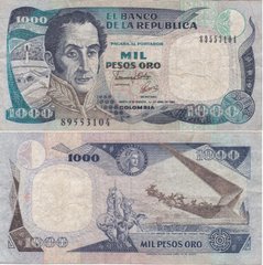 Колумбия - 1000 Pesos Oro 1992 - P. 432A - serie 89553104 - VF-