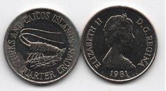 Turks and Caicos islands - 25 ( Quarter ) Crown 1981 - aUNC