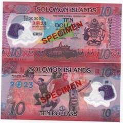 Соломонові Острови / Соломони - 10 Dollars 2023 - P. 39s - Polymer - 17th Pacific Games - Specimen - UNC