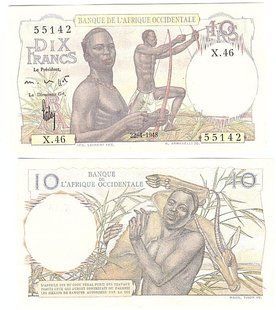 Французская Западная Африка - 10 Francs 1948 - P. 37(2) - aUNC / UNC