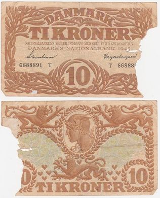 Данія - 10 Kroner 1943 - POOR