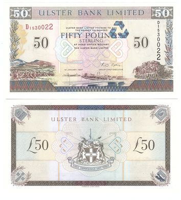 Северная Ирландия - 50 Pounds 1997 - Ulster Bank Ltd - P. 338a - UNC