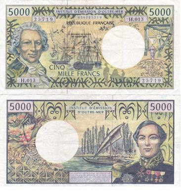 Французская Полинезия - 5000 Francs 2000 - 2003 - Pick 3h - VF