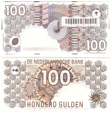 Нидерланды - 100 Gulden 1992 - Pick 101b - aUNC / UNC