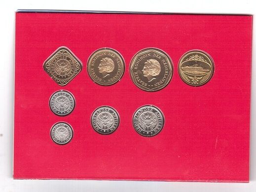 Нидерландские Антилы - Mint набор 7 монет 1 5 10 25 50 Cent 1 2 1/2 Gulden + жетон 1995 - in folder - UNC