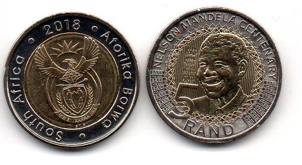 Південно-Африканська Республіка - 5 Rand 2018 - Нельсон Мандела - bimetall - UNC