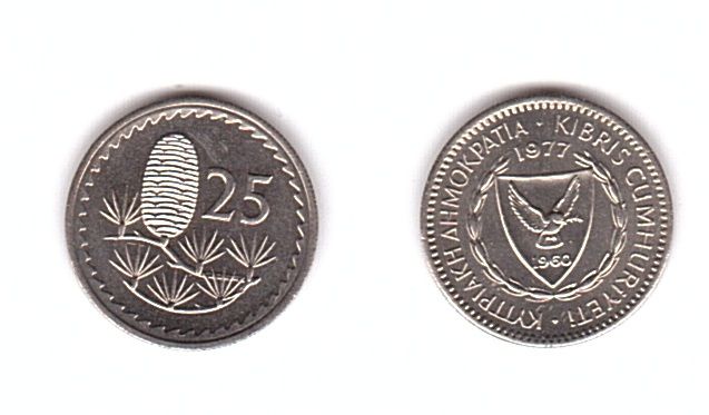 Cyprus - 25 Mils 1977 - UNC