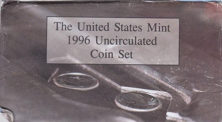 США - набір 10 монет 1 1 Dime 1 1 5 5 Cents 1/4 1/4 1/2 1/2 Dollar 1996 - P - D + 2 token - в запайці - UNC
