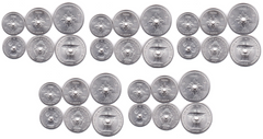 Laos - 5 pcs x set 3 coins 10 20 50 Cents 1952 - aUNC
