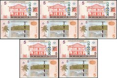 Суринам - 5 шт х 5 Dollars 2012 - Pick 162 - UNC