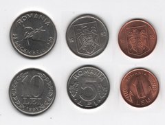 Румыния - набор 3 монеты 1 5 10 Lei 1991 - 1993 - UNC