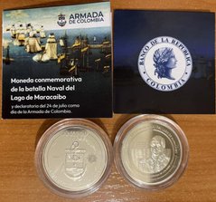 Колумбия - 10000 Pesos 2023 - Битва на озере Маракайбо, Парусник, Корабль - с сертификатом в капсуле - UNC
