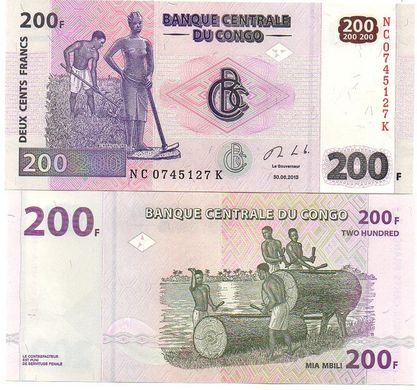 Конго ДР - 5 шт х 200 Francs 2013 - P. 99b - UNC