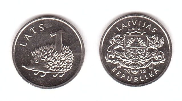 Latvia - 1 Lats 2012 - Hedgehog - UNC