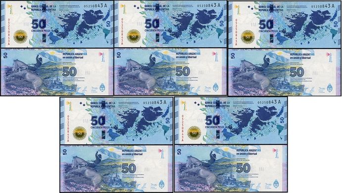 Аргентина - 5 шт х 50 Pesos 2015 ( 2014 ) - P. 362 - commemorative - UNC