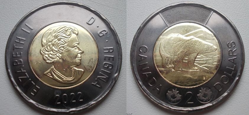 Канада - 5 шт х 2 Dollars 2022 - В память о королеве Елизавете II - (чёрный доллар) - UNC