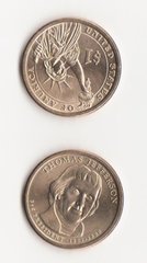 США - 1 Dollar 2007 - D - Томас Джеферсон - 3-й президент - UNC