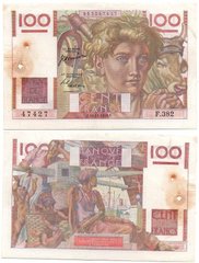 Франция - 100 Francs 1950 - XF+ дырка