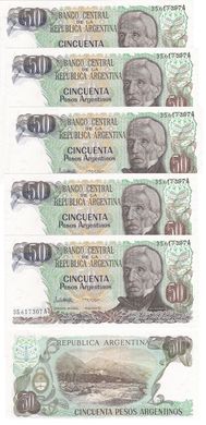 Аргентина - 5 шт. X 50 Pesos Arg 1983 - 1985 - P. 314a (2) - UNC