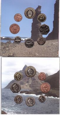 Остров Святой Елены - набор 8 монет 1 Penny 2 5 10 20 50 Pence 1 2 Pounds 2003 - 2006 - в блистере - UNC