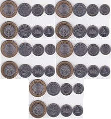 Cambodia - 5 pcs x set 4 coins - 50 100 200 500 Riels 1994 - UNC