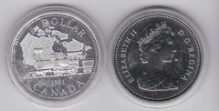 Канада - 1 Dollar 1981 - 100 років Трансконтинентальної залізниці - срібло 0.500 - в капсулі - UNC